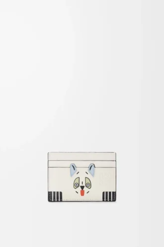 Futurist Cat schlichter Kartenhalter aus klassischem Kalbsleder in Soft White