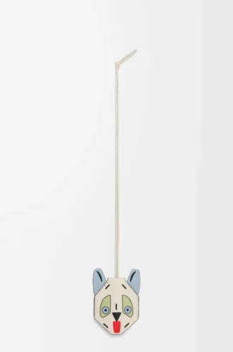 Futurist Cat Schlüsselanhänger aus Kalbsleder Weiß/Blau