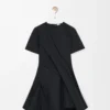 Gedrehtes Kleid aus Seidenmisch-Taft Schwarz
