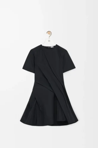 Gedrehtes Kleid aus Seidenmisch-Taft Schwarz