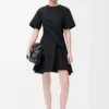 Gedrehtes Kleid aus Seidenmisch-Taft Schwarz
