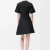 Gedrehtes Kleid aus Seidenmisch-Taft Schwarz