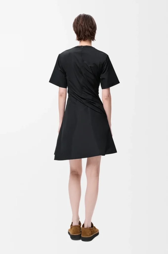 Gedrehtes Kleid aus Seidenmisch-Taft Schwarz