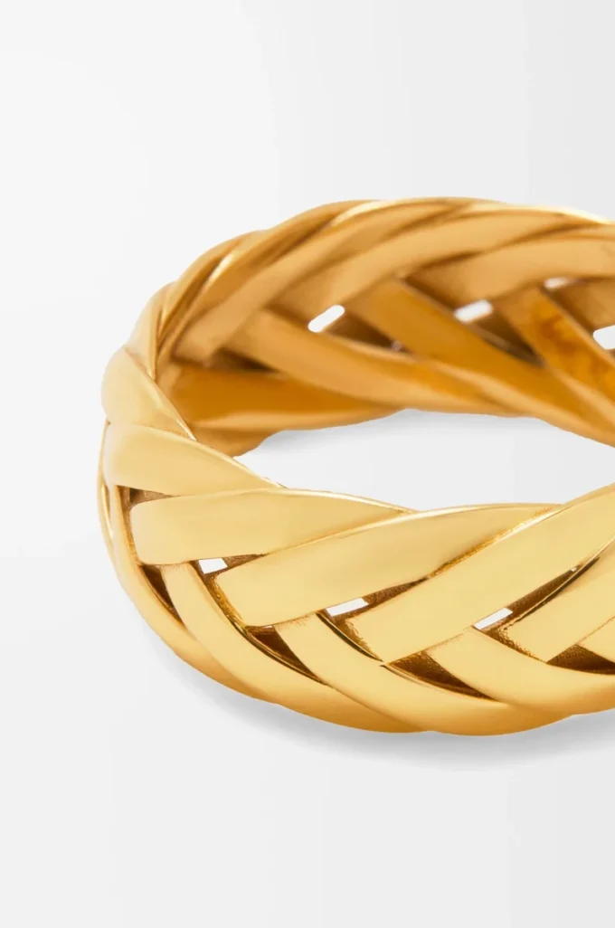 Geflochtener Ring aus Sterlingsilber Gold