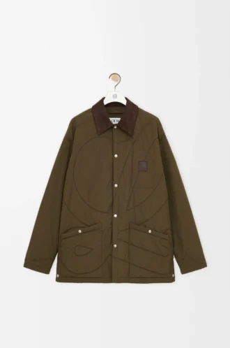 Gepolstertes Overshirt aus technischem Shell-Material in Khaki Green