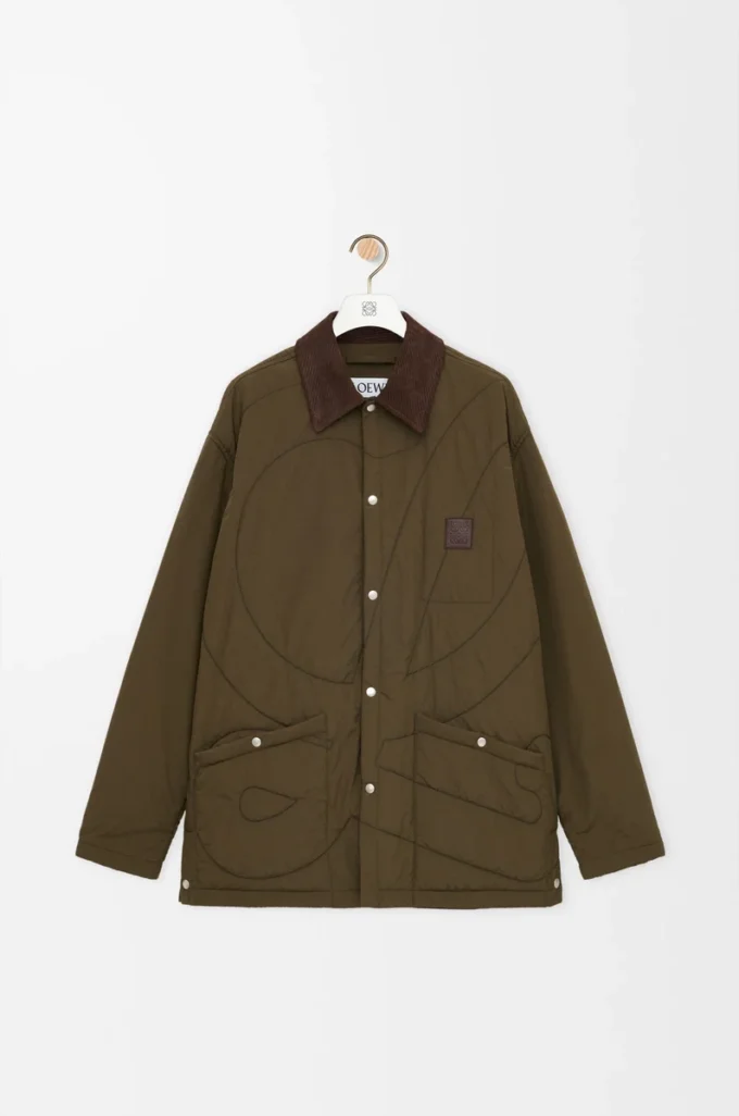 Gepolstertes Overshirt aus technischem Shell-Material in Khaki Green