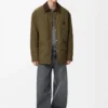 Gepolstertes Overshirt aus technischem Shell-Material in Khaki Green