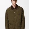 Gepolstertes Overshirt aus technischem Shell-Material in Khaki Green