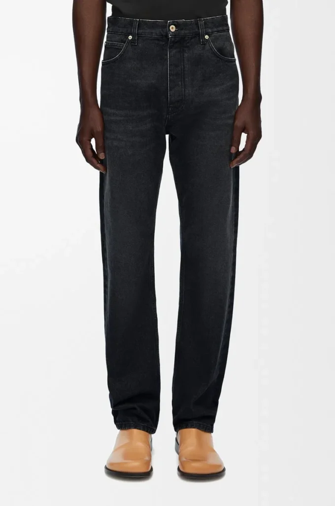 Gerade geschnittene Jeans aus Denim in Washed Black