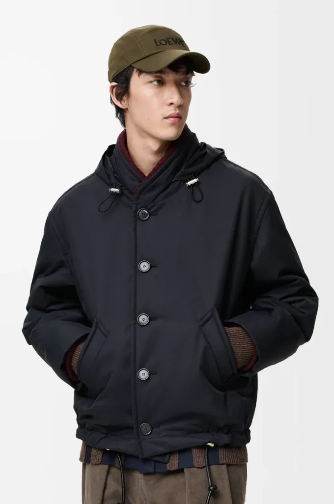 Gesteppte Jacke aus technischem Baumwollstoff Navy Blue