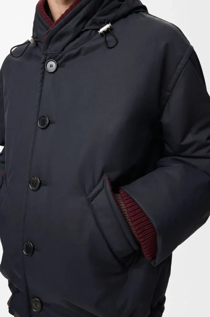 Gesteppte Jacke aus technischem Baumwollstoff Navy Blue
