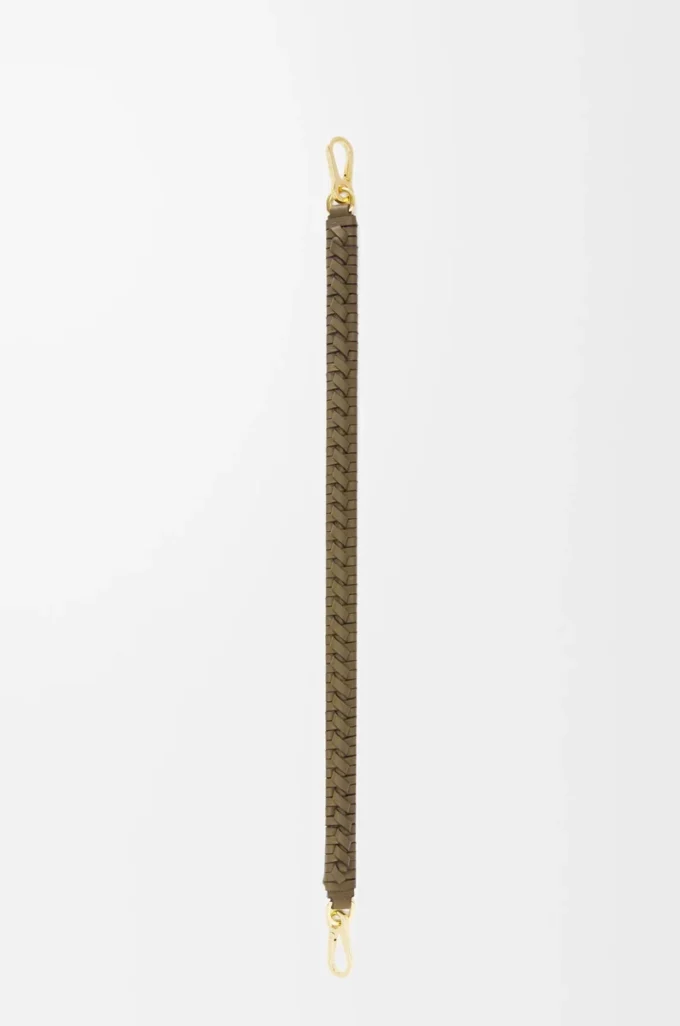 Gewebter Spiralriemen aus klassischem Kalbsleder in Dark Khaki