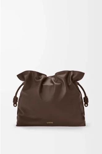 Große Flamenco-Clutch aus Nappakalbsleder Chocolate