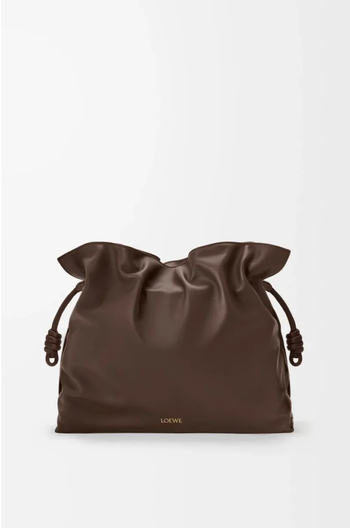 Große Flamenco-Clutch aus Nappakalbsleder Chocolate