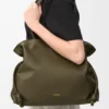 Große Flamenco-Clutch aus Nappakalbsleder Dark Khaki