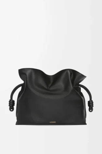Große Flamenco-Clutch aus Nappakalbsleder in Schwarz