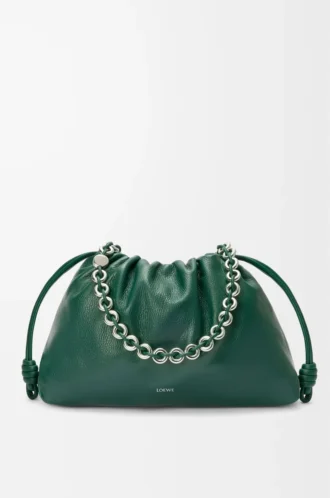Große Flamenco-Handtasche aus Hirschleder Evergreen