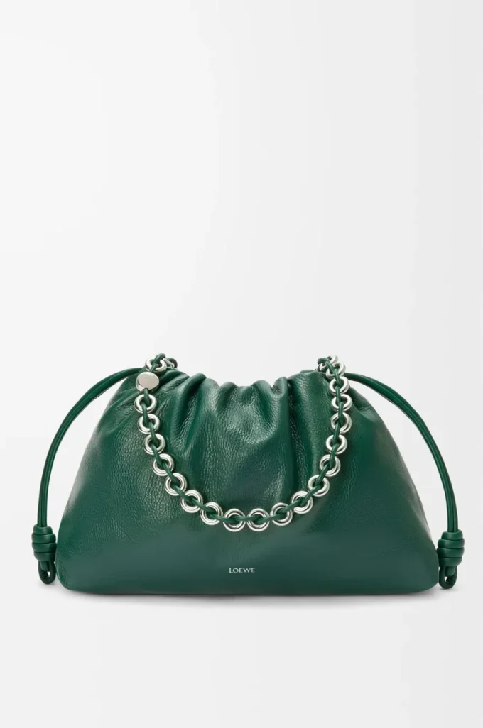 Große Flamenco-Handtasche aus Hirschleder Evergreen
