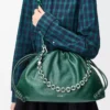 Große Flamenco-Handtasche aus Hirschleder Evergreen
