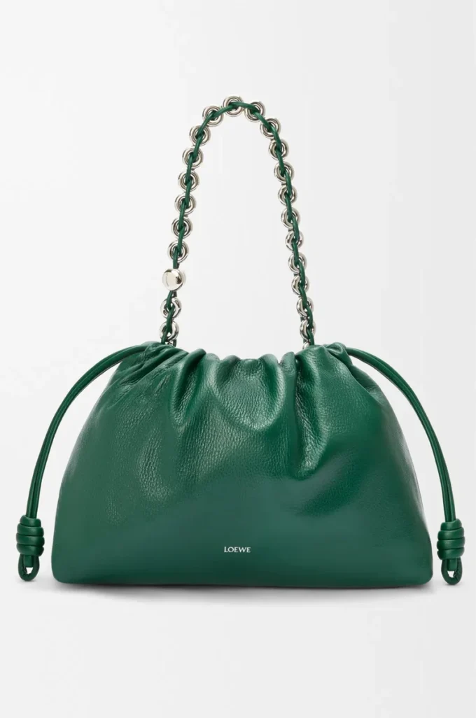 Große Flamenco-Handtasche aus Hirschleder Evergreen