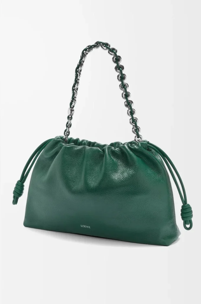 Große Flamenco-Handtasche aus Hirschleder Evergreen