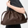 Große Flamenco-Handtasche aus weichem Nappalammleder Dunkelbraun