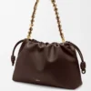 Große Flamenco-Handtasche aus weichem Nappalammleder Dunkelbraun