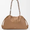Große Flamenco-Handtasche aus weichem Nappalammleder in Mokka