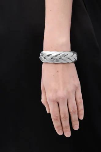 Große geflochtene Manschette aus Sterlingsilber Silber