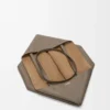 Große horizontale Puzzle Fold-Tasche aus weichem genarbtem Kalbsleder in Taupe