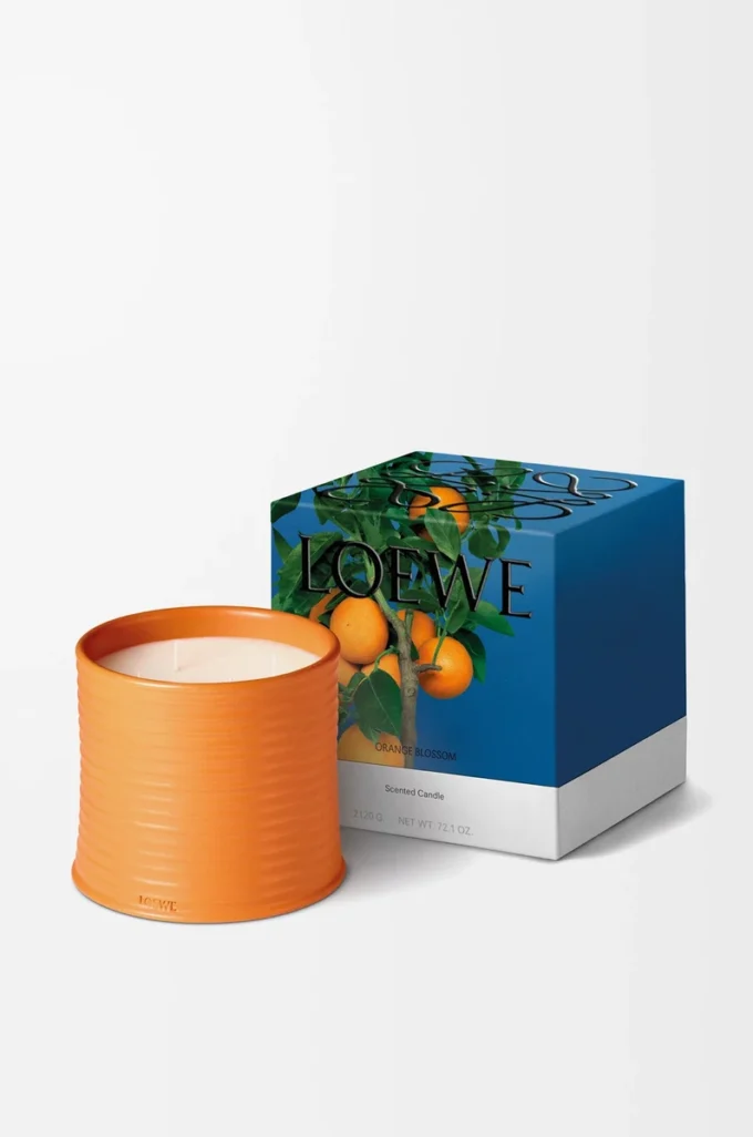 Große Kerze mit Orangenblütenduft Helle Mandarine