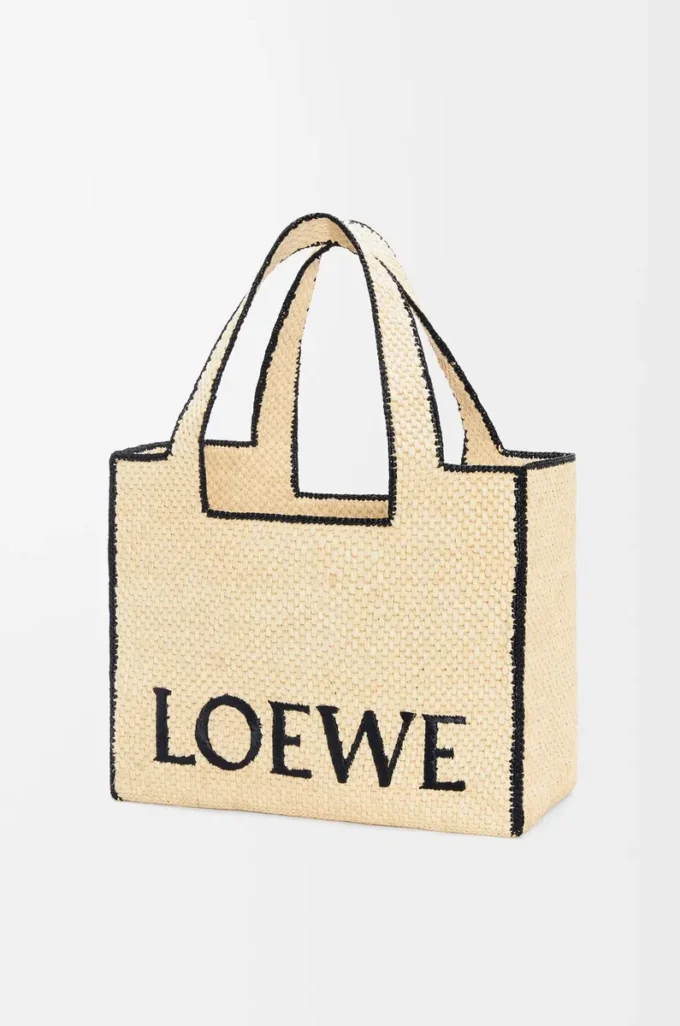 Große LOEWE Font-Tasche aus Raffia Natur