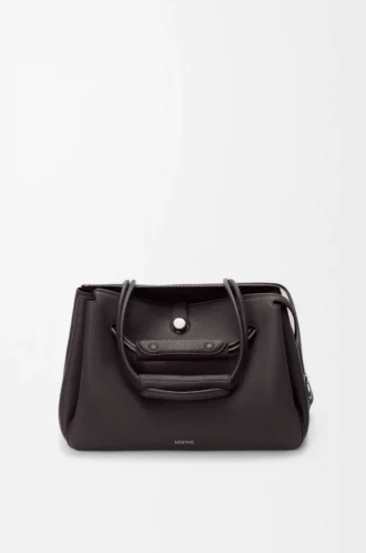 Große Madrid-Tasche aus geschmeidigem genarbtem Kalbsleder in Dark Ebony