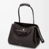 Große Madrid-Tasche aus geschmeidigem genarbtem Kalbsleder in Dark Ebony
