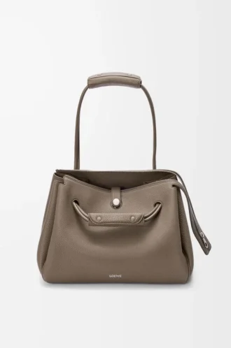 Große Madrid-Tasche aus geschmeidigem genarbtem Kalbsleder Taupe