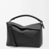 Große Puzzle Edge Tasche aus genarbtem Kalbsleder Schwarz