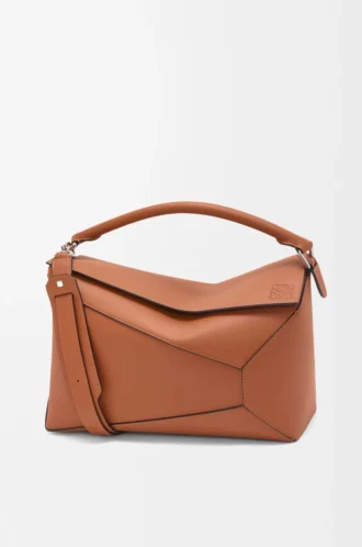 Große Puzzle Edge Tasche aus klassischem Kalbsleder Tan