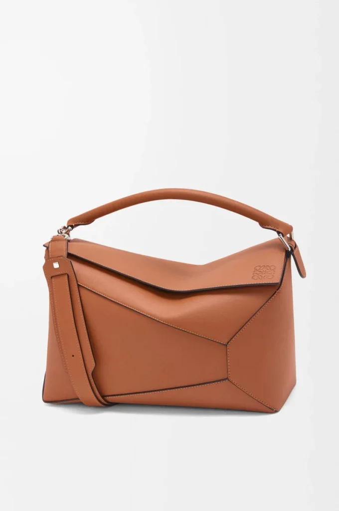 Große Puzzle Edge Tasche aus klassischem Kalbsleder Tan