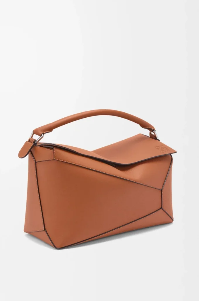 Große Puzzle Edge Tasche aus klassischem Kalbsleder Tan