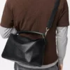 Große Puzzle-Tasche aus geschmeidigem genarbtem Kalbsleder in Schwarz