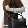 Große Puzzle-Tasche aus geschmeidigem genarbtem Kalbsleder in Schwarz