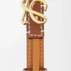 Gürtel aus glattem Kalbsleder Tan/Gold