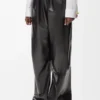 Gürtelhose aus schwarzem Nappalammleder