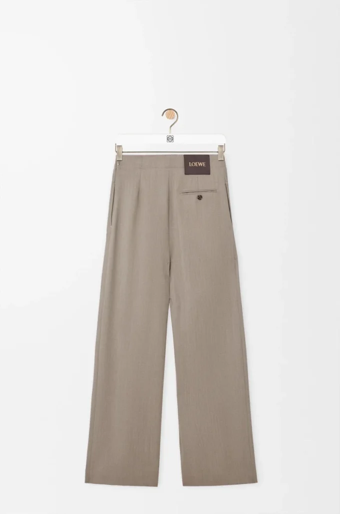 Gürtelhose aus Wolle Beige Melange