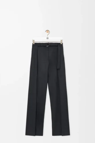 Gürtelhose aus Wolle Dunkelgrau