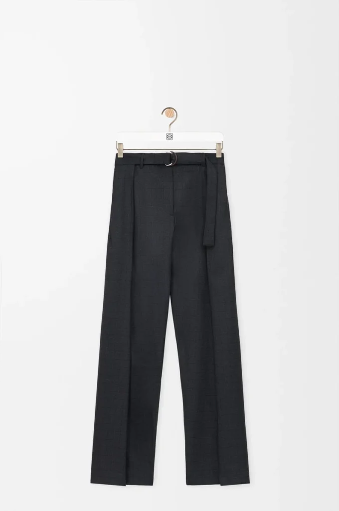 Gürtelhose aus Wolle Dunkelgrau