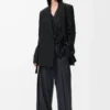 Drapierte Jacke aus Wolle Schwarz