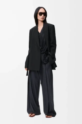 Drapierte Jacke aus Wolle Schwarz