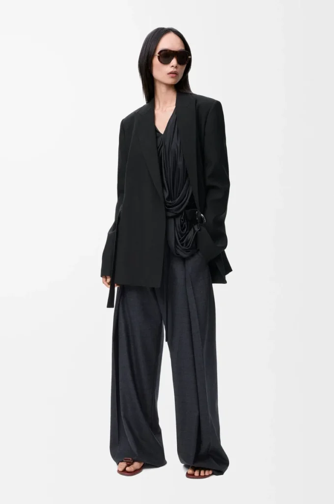 Drapierte Jacke aus Wolle Schwarz