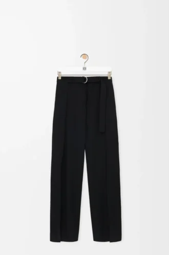 Gürtelhose aus Wolle Schwarz